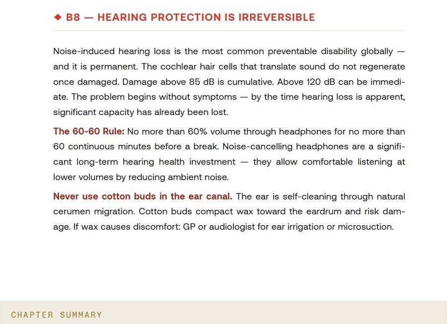 B8 Ears & Hearing: the 60-60 Rule and cotton bud warning