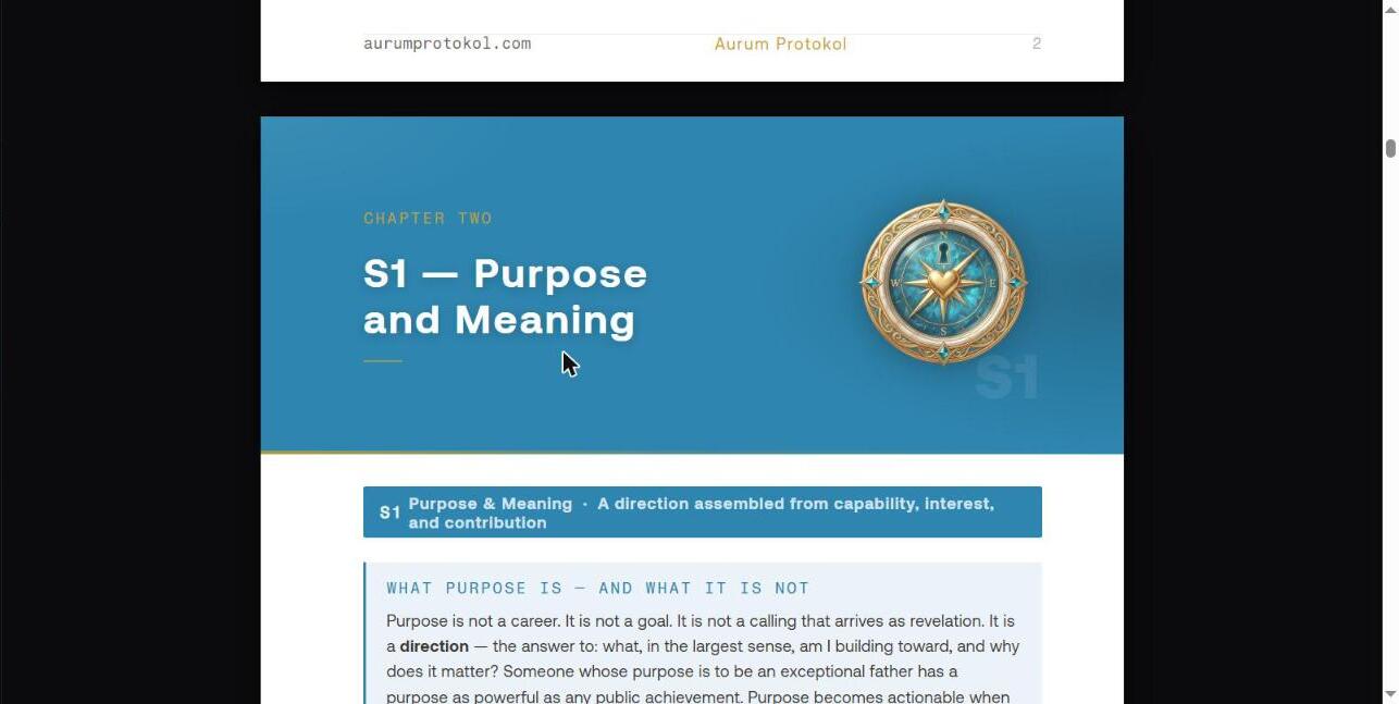 S1 Purpose and Meaning chapter opener, with the compass icon